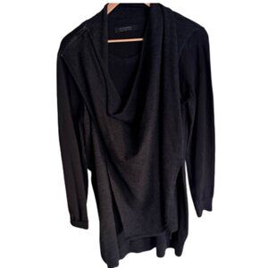 All Saints Drina Wool Draped Layer Dress in Charcoal Merino Wool Size 8